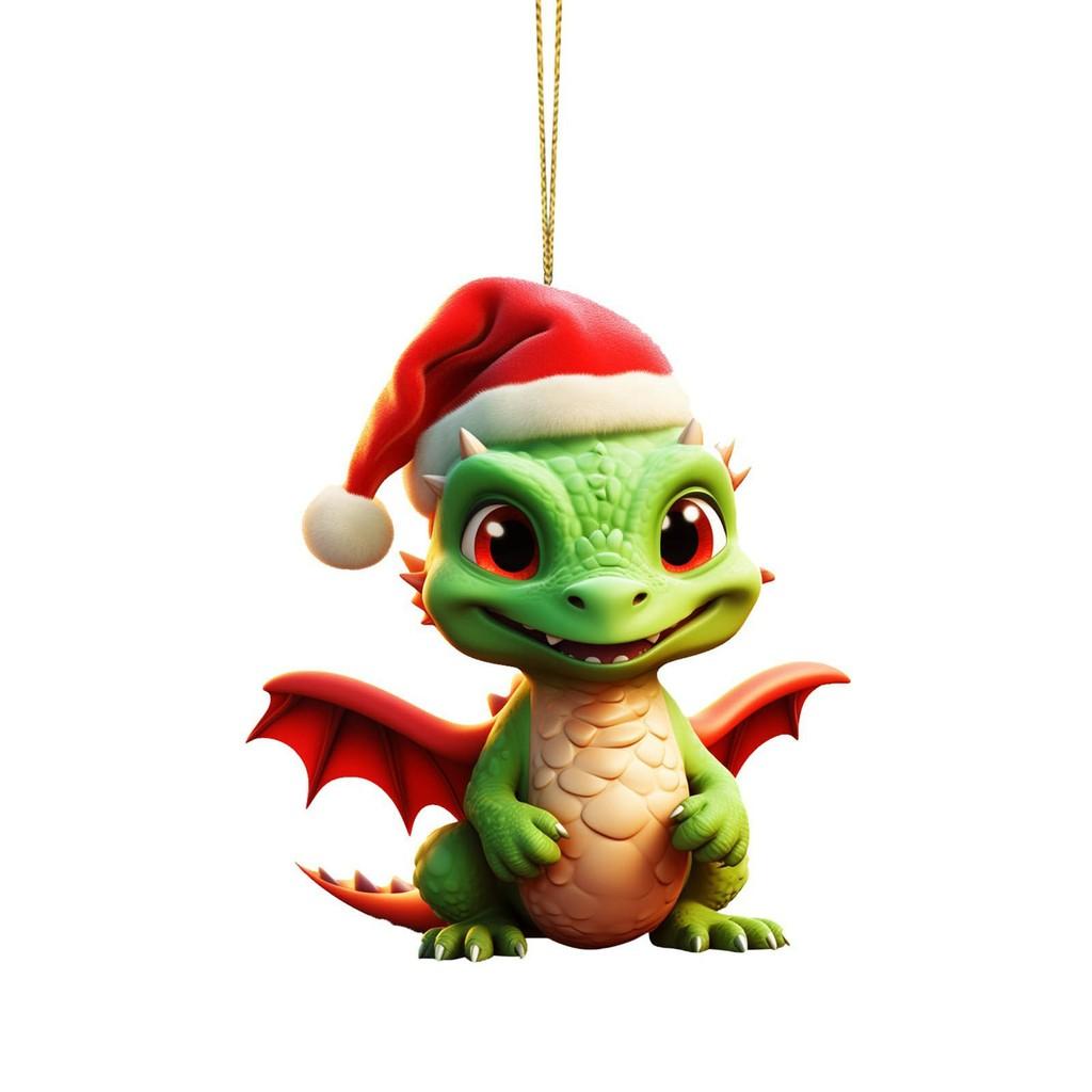 Playful Dragon Acrylic Christmas Hanging Decoration For Festive Car Interior Adornments