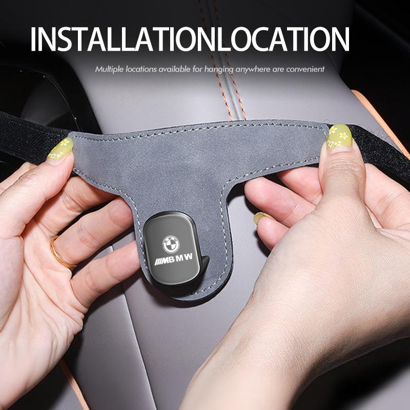 Hanging Car Seat Back Hooks Flip Fur Leather Headrest Hanger For BMW M F10 F20 F30 F40 F15 F25 F26 F31 F49 E62 E83 E84 GWJDH1