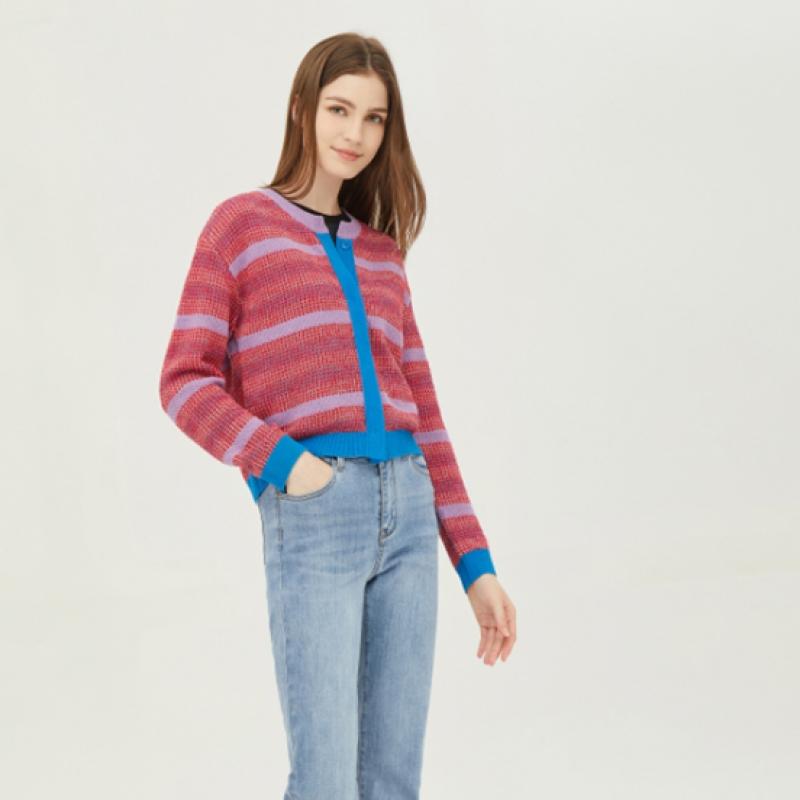  Benetton Benetton цветной полосатый вязаный кардиган Bakca4341 Pk