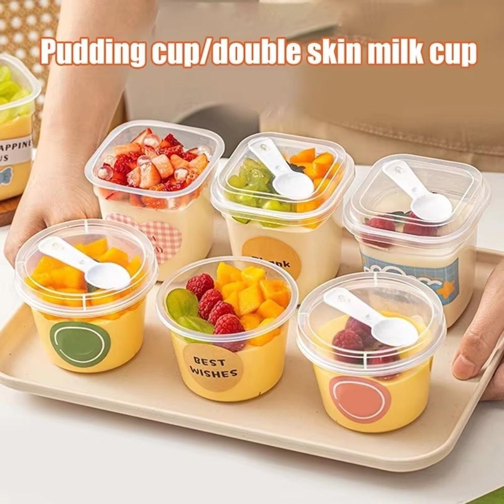 10Pcs With Lid Dessert Cup With Spoon Pudding Cup New Yogurt Cup For Dessert Ice Cream