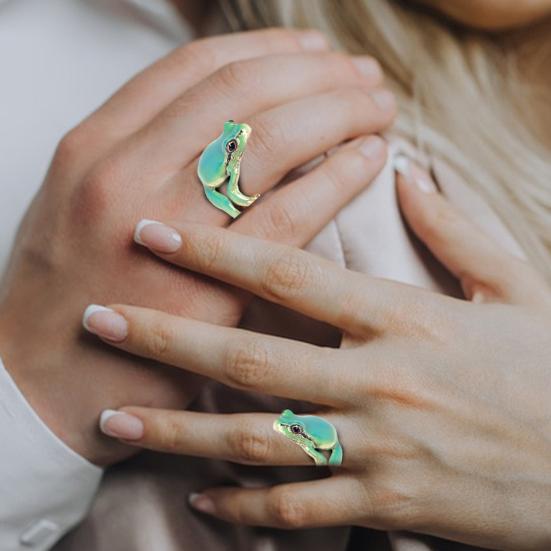 Frog Ring Cute Colorful Adjustable Tree Frog Rings Handmade Fun Jewelry Perfect Unique Gift Cute Animal Rings for Beach Summer Party.