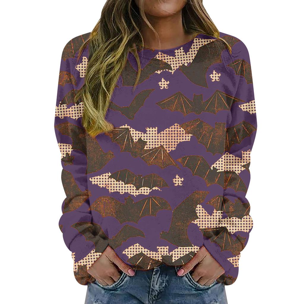 Autumn and Winter New Women's Clothing 3D Digital Printing Fashion Casual Personality Crew Neck Long Sleeve Halloween Sweater