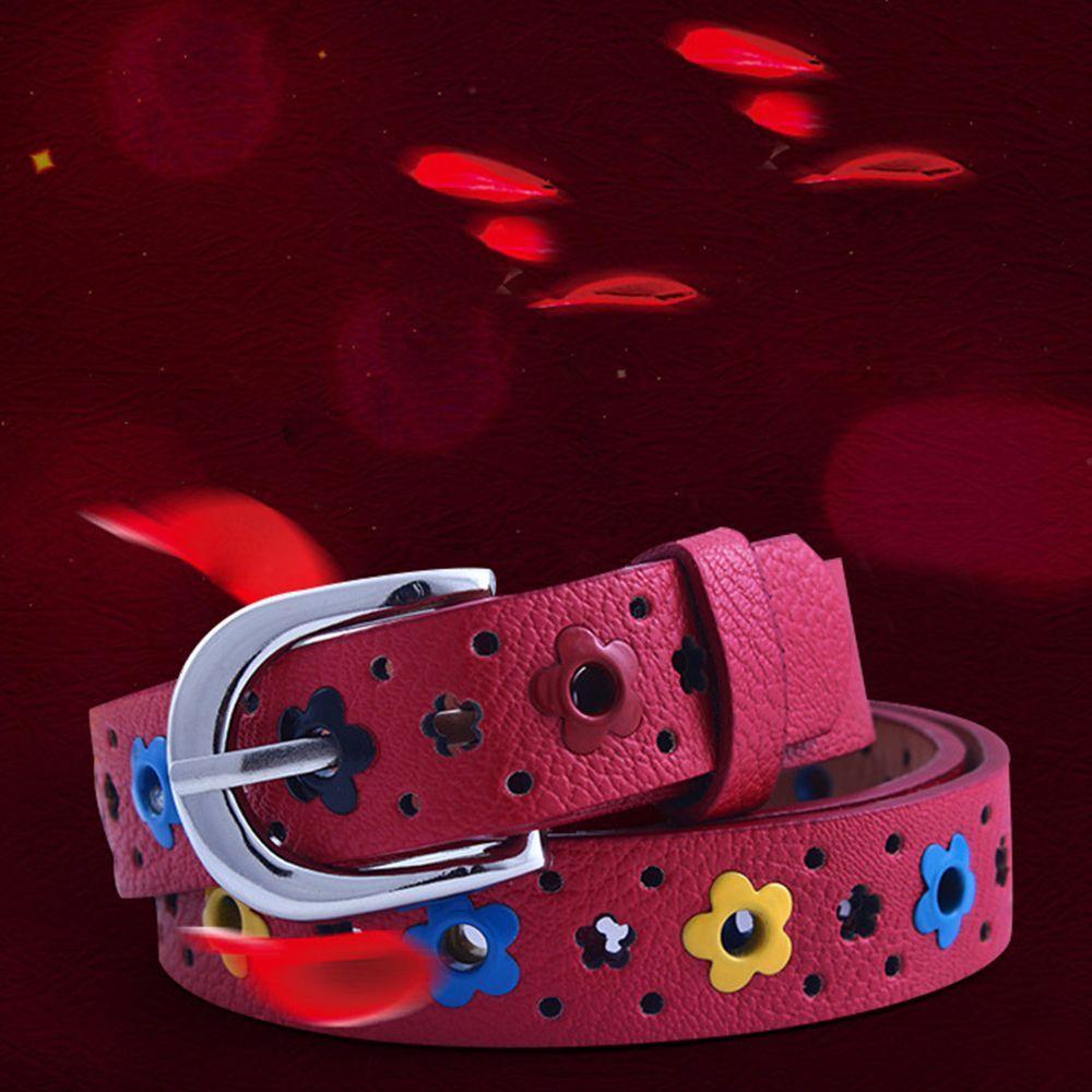 Girls Hollow Butterfly Flowers Kids PU Leather Waist Belt Waistband Children Belt Adjustable Belts