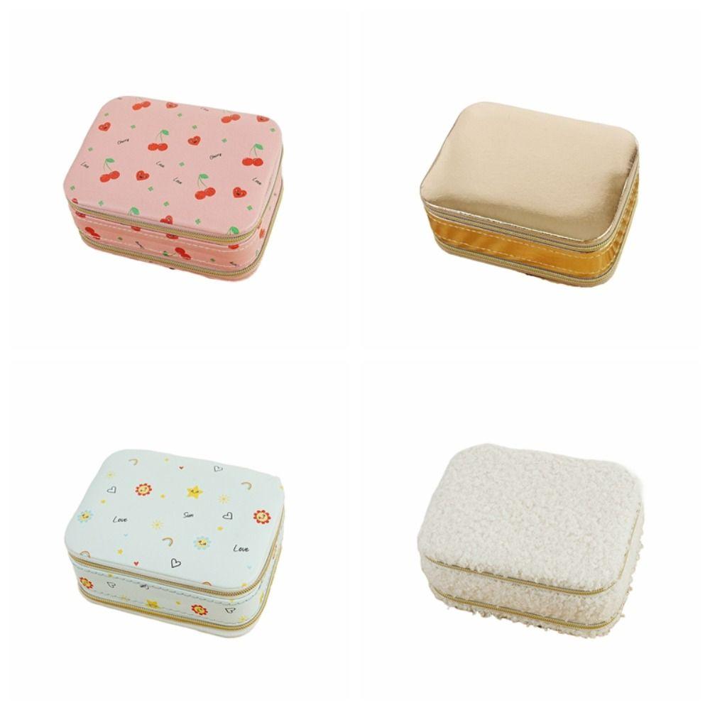 Rings Necklace Jewelry Packing Bag Cherry Flower Jewelry Holder With Mirror  Gift