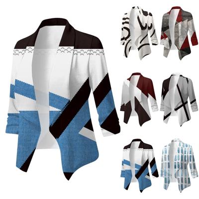 Женское пальто Work Casual Print Короткий свободный кардиган с лацканами