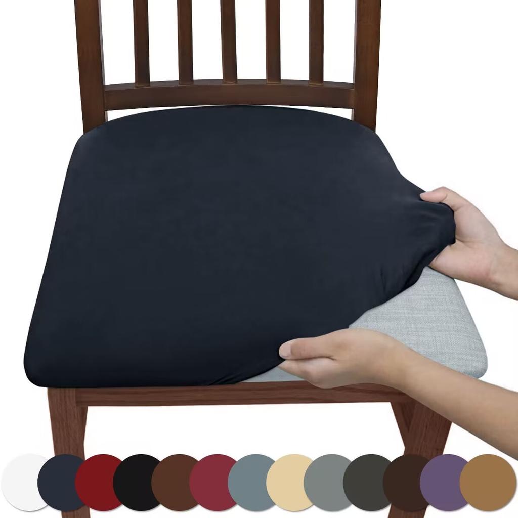 Velvet Spandex Dining Room Chair Seat Covers Removable Washable Elastic Cushion Covers For Upholstered Dining Chair