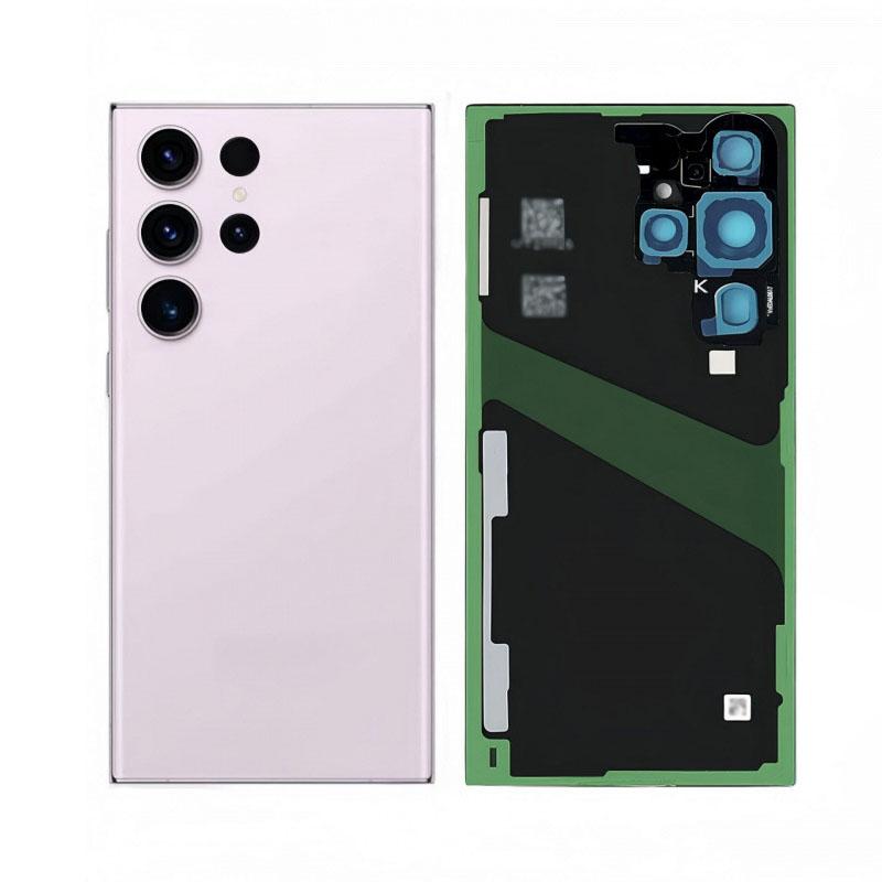 Задняя крышка аккумулятора для Samsung Galaxy S23 Ultra SM-S918 Из поликарбоната задняя крышка с клеем для объектива камеры Запасная часть для ремонта