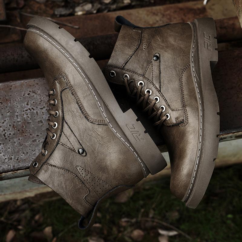 FashionHigh Quality Male Comfort High Top Walking Shoes Genuine Leather Male Casual Ankle Boots Luxury Brand Warm Winter Boots for Men