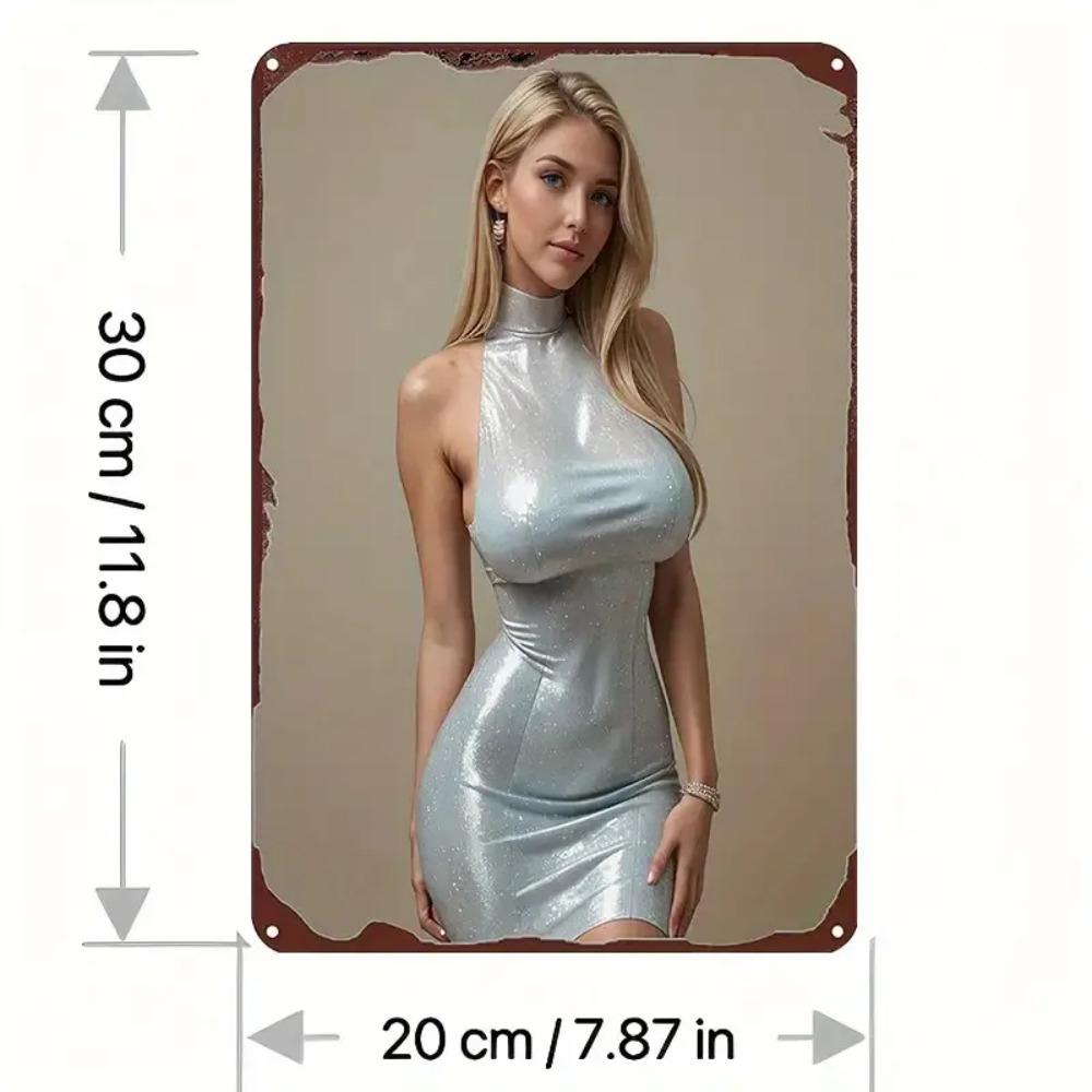 Винтажная 2D металлическая настенная табличка 8x12 дюймов, ретро-силуэт женщины, влагостойкая, для дома, кафе, бара, спортзала