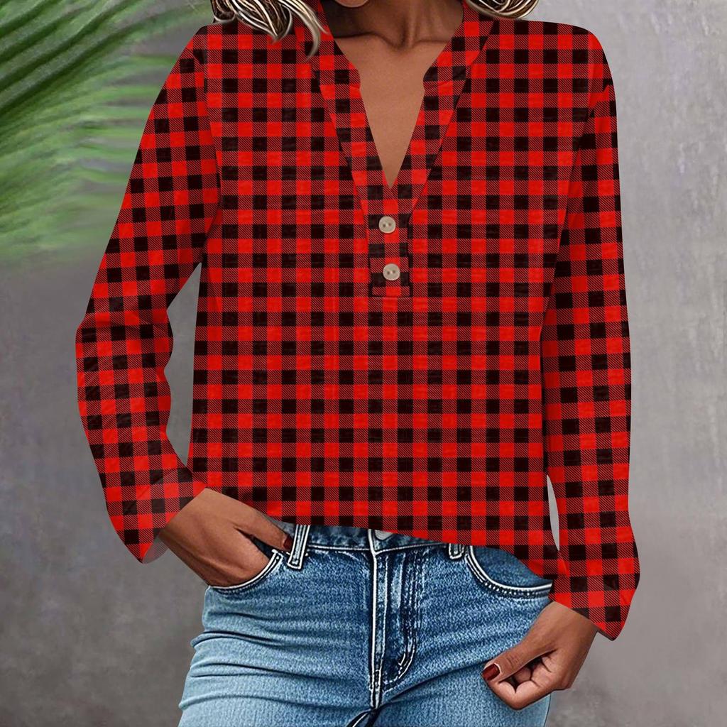 Женская модная и повседневная рубашка с длинным рукавом, V-образным вырезом, на пуговицах, с принтом, блузка, топ