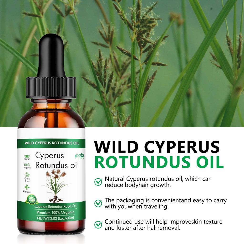 Cyperus Oil - Reduces Body Hair Growth, Smoothes Skin And Hair Removal, Moisturizes And Soothes, Suitable For All Skin Types 60ML