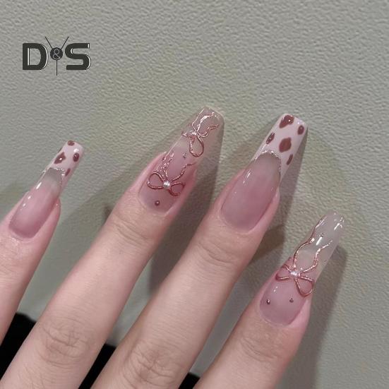 10 шт. 3D-цветок накладные ногти длинный набор для наращивания ногтей Wear Armor многоразовые легко снимаемые экономящие время накладные ногти для домашнего салона