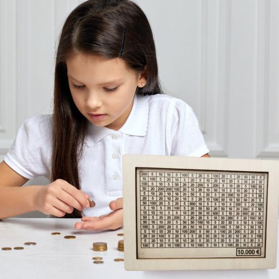 Деревянная копилка для денег, копилка для челленджа по накоплению денег с целью и цифрами, копилка со стираемым маркером для детей и взрослых