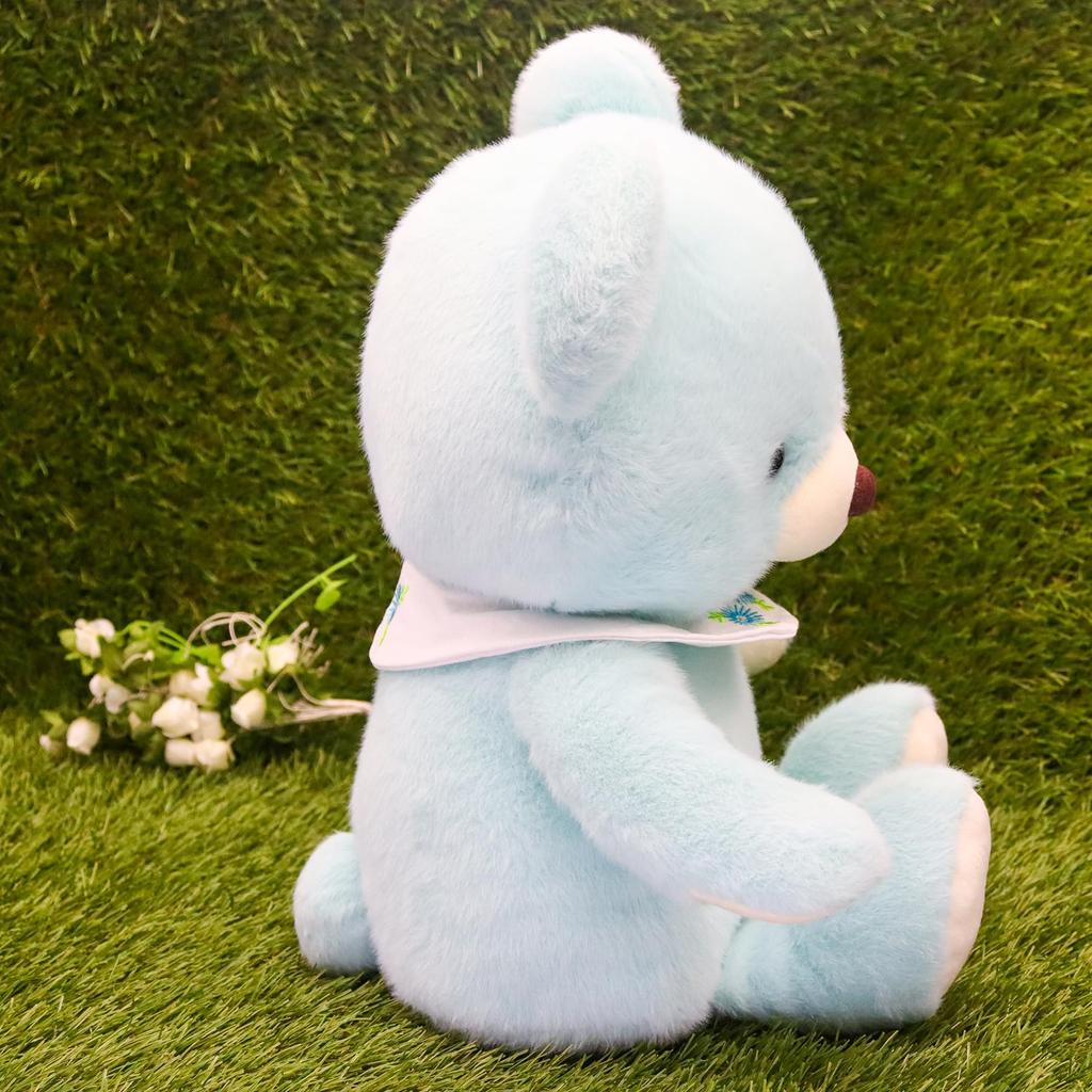 Взлет Медвежонок Падение Ретро-медведь пастельных тонов Милая цветочная вышивка на воротнике Мягкая игрушка L Синяя музыка [с коробкой]