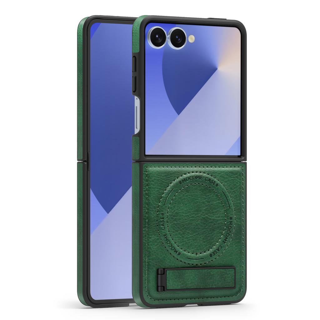 Для Samsung Galaxy Z Flip 7 5 6 4 3 FE Кожаный чехол для телефона Беспроводная зарядка Чехол-держатель для телефона Защитная крышка