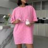 European and American Women Clothes Niche Design Love T-shirt Lazy Versatile Casual Mid-Length Top Women Summer T-Shirt