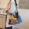 Spring and Summer New Retro Ethnic Style Floral Patchwork Shoulder Bag Boho Style Canvas Bag Multi-purpose Women's Bag