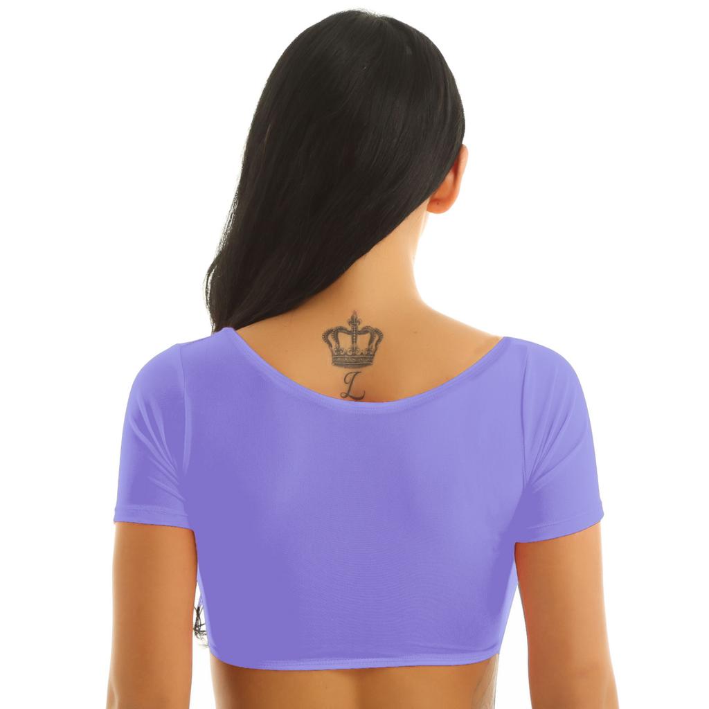 Sheer See Through Short Sleeve Crop Top Summer Sexy Short Tops Clubwear Dancewear