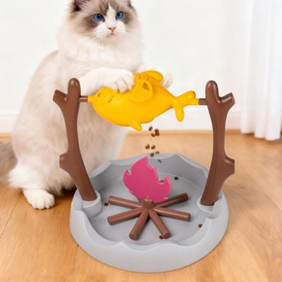 Юшенг Вращающаяся Рыба Диспенсер Лакомств для Кошек Интерактивная Игрушка для Кошек Веселый Медленный Корм для Обогащения для Домашних Кошек Игра Тренировка