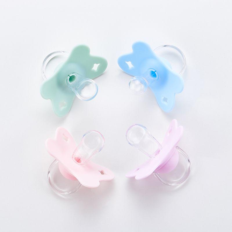 Детская соска-пустышка с крышкой в форме бабочки, круглая и плоская, силиконовая, для сна, для новорожденных, для укусов и жевания