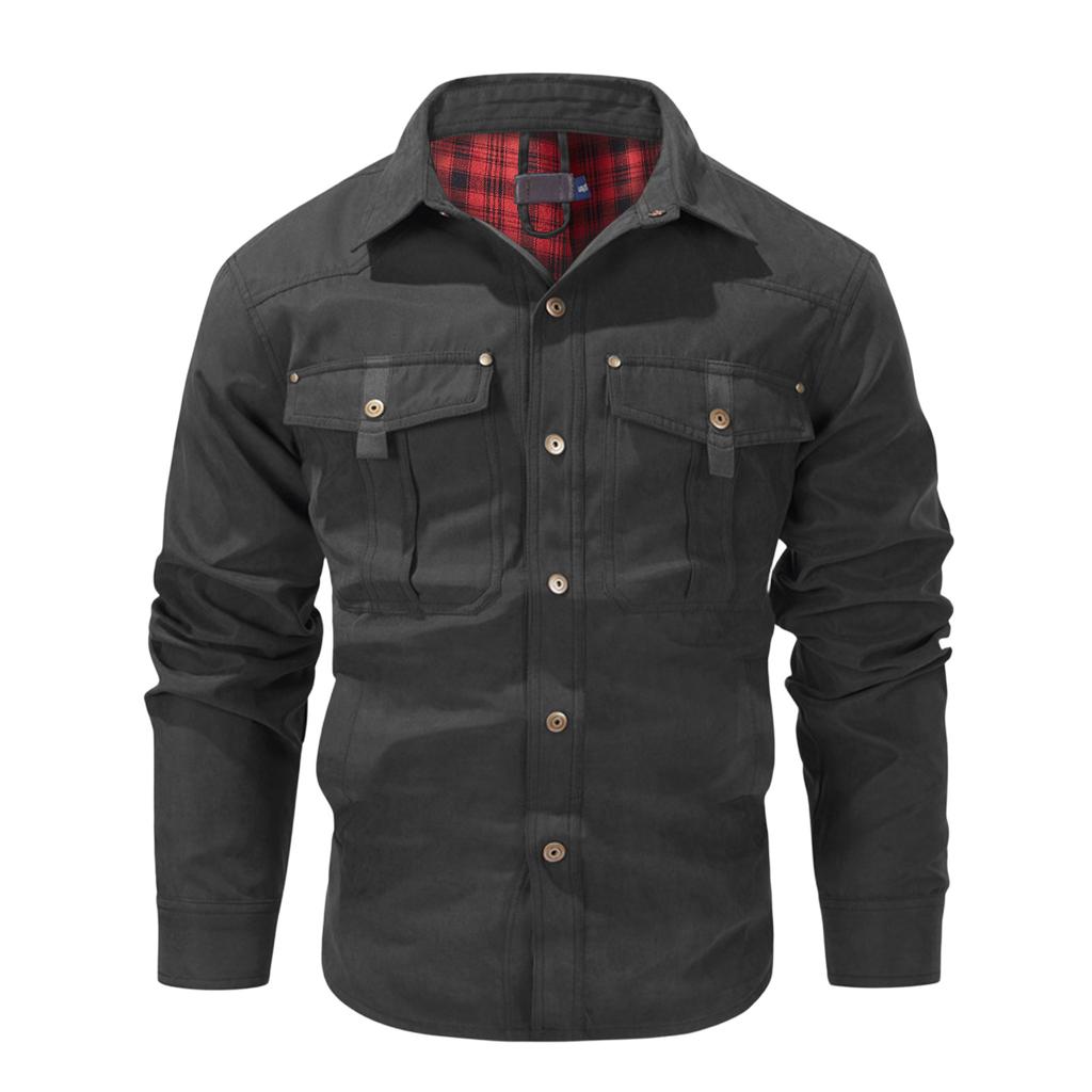 Men's Relaxed-Fit Casual Workwear Long-Sleeve Jacket Shirt
