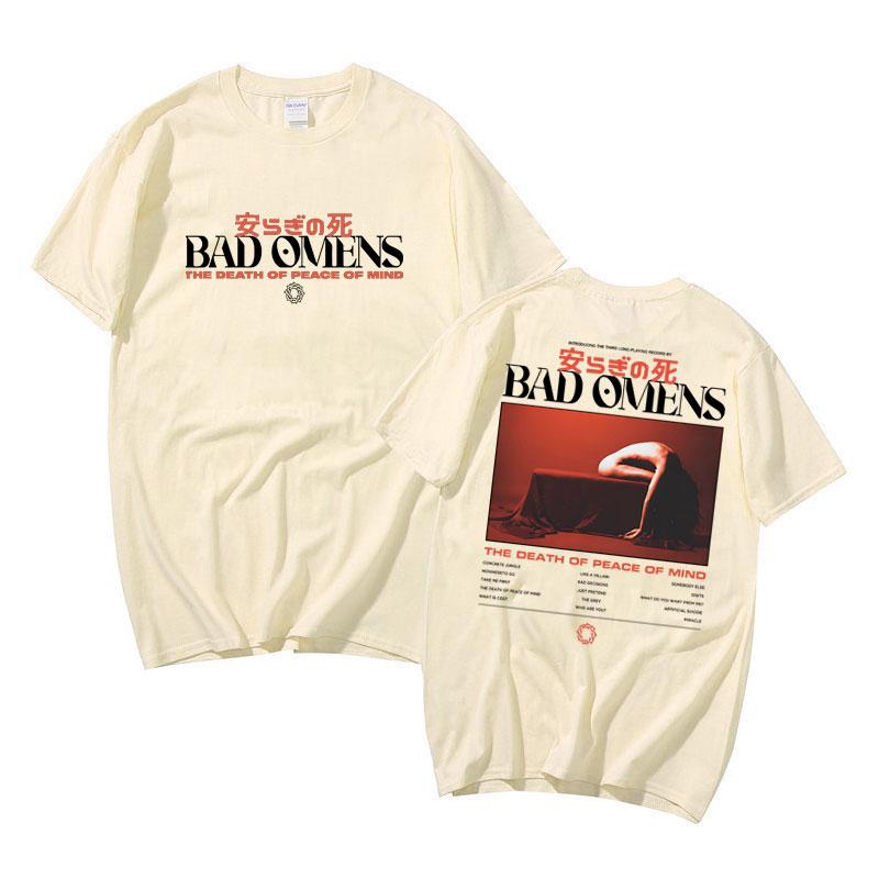 2025 Summer Bad Omen Bands Peace of Mind Music Album Graphic Tshirt Mens Retro Rock Punk Cotton Tshirt Oversized Shirt