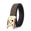 Four Seasons Available New Leather Men'S Belt Alloy Automatic Buckle Letter Belt Business Commuter Casual Pants Belt