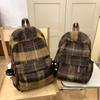 Шерстяной клетчатый школьный рюкзак для студента, большой вместимости, женский рюкзак