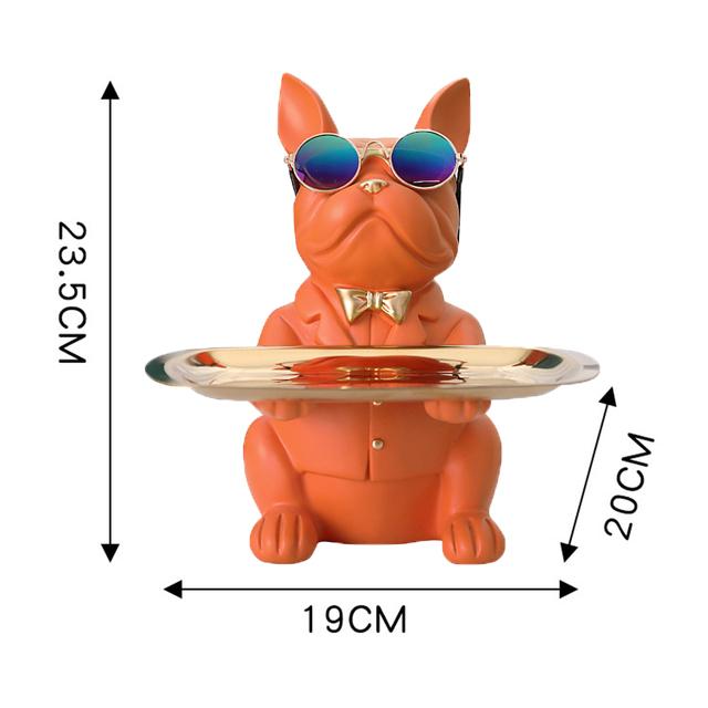 Скульптура французского бульдога, статуя собаки, декоративная фигурка, лоток для хранения монет, копилка, входной ключ, держатель для закусок с очками