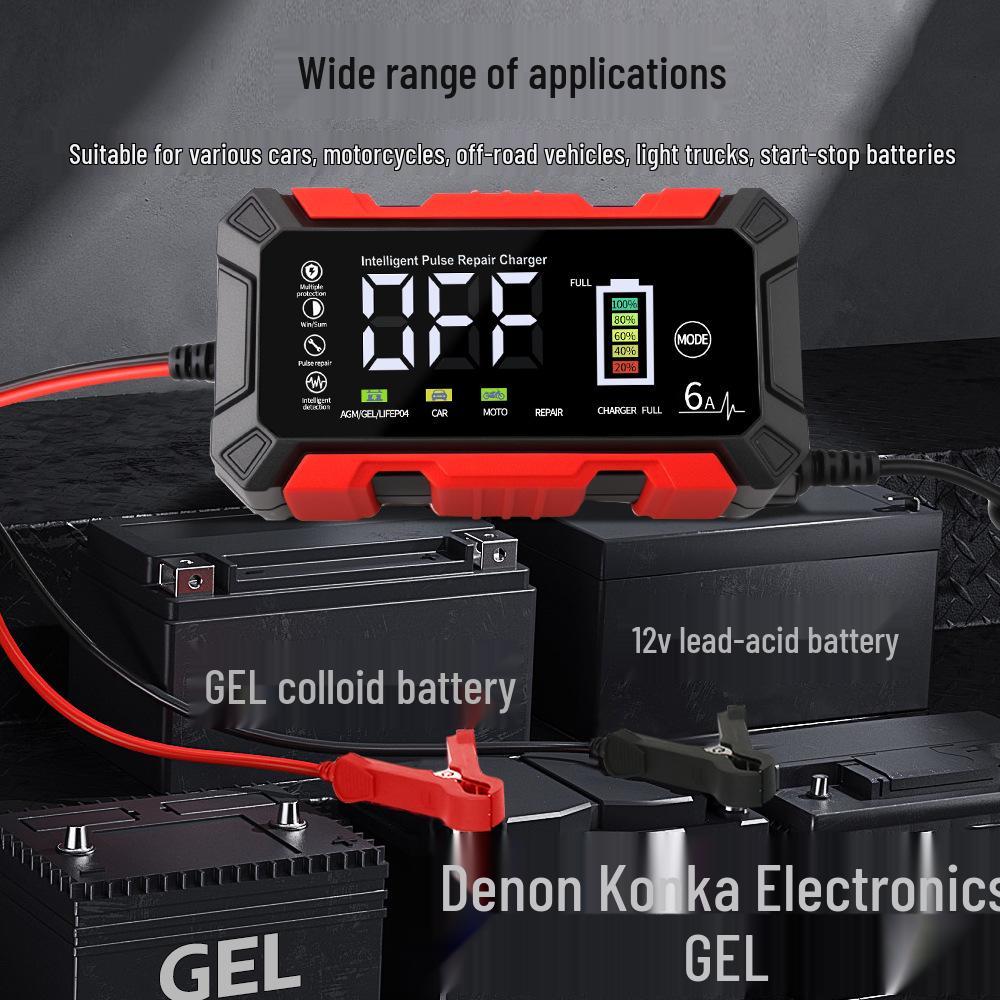 12 В 6 А Зарядное устройство и устройство для восстановления свинцово-кислотных аккумуляторов для автомобилей и мотоциклов
