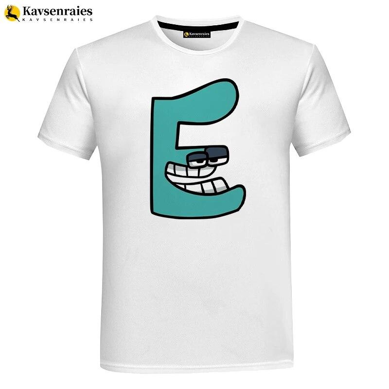 Футболка с 3D изображением алфавита, детская футболка с рисунком аниме для мальчиков и девочек, крутая уличная одежда с короткими рукавами, топы