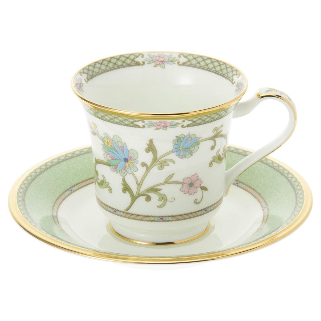 Американская чашка-блюдце Noritake 220 куб. см Yoshino 2 Customers Green Bone China & (Парный набор) Y6704/9983