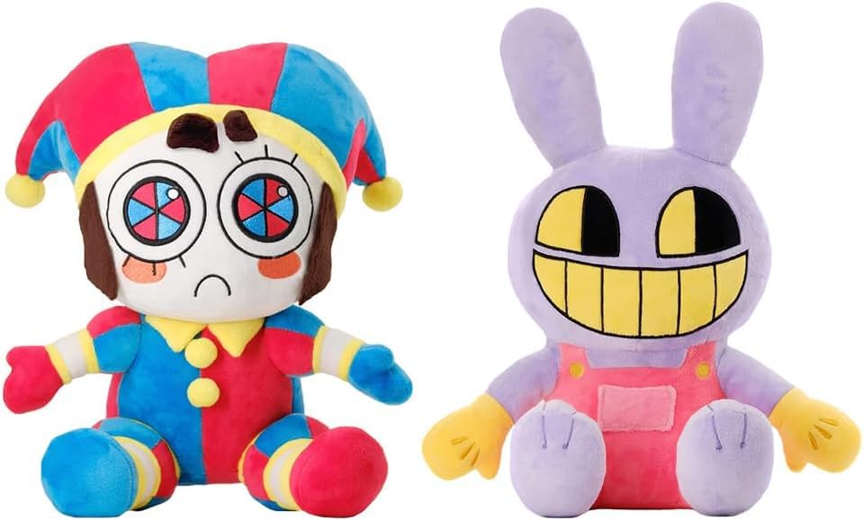 GenPick Amazing Digital Circus Plush Toys: Pomni, Jax, Otchin, Mascagna, and Clown, 2-Piece Set, 25cm, PP Cotton, Gift