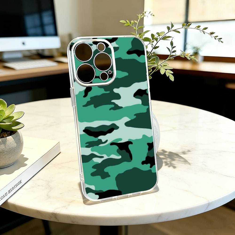 Камуфляжный Чехол Для Телефона Для iPhone 17 16 15 14 13 12 11 Mini Pro Max Plus Прозрачный Чехол