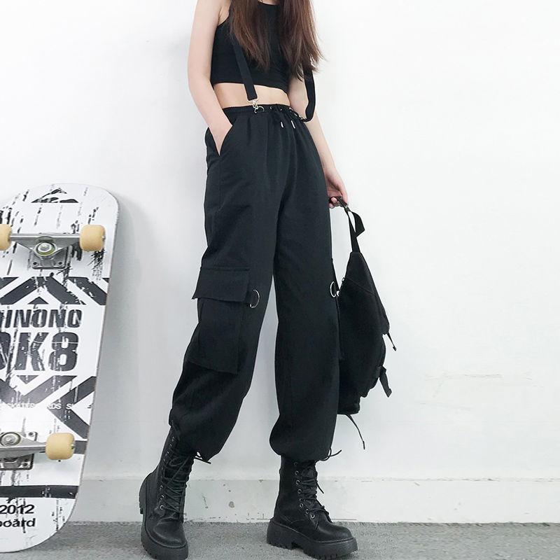 Летние женские брюки-карго с завышенной талией в стиле Харадзюку, широкие брюки-карго для женщин, мешковатые шаровары, женские брюки в стиле хип-хоп, джоггеры