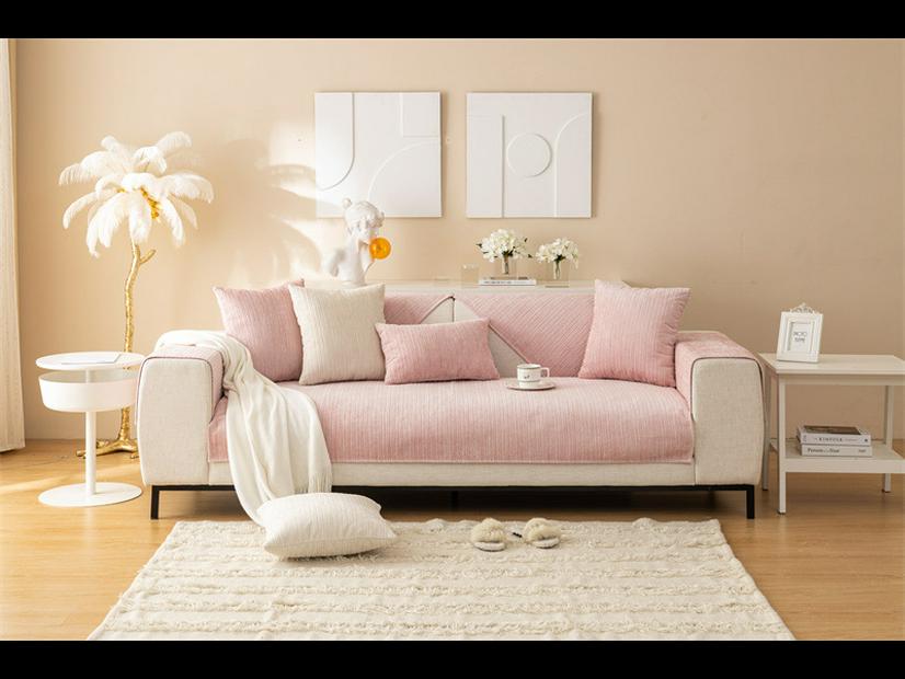 Современная зимняя вельветовая полосатая плюшевая диванная подушка - нескользящая, однотонная