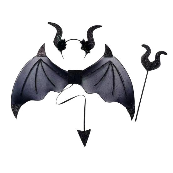 3 шт./компл. обруч для волос с крыльями дьявола, трезубец, вилка, демон, ролевая игра, повязка на голову, аксессуары для костюма на Хэллоуин