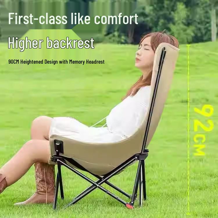 Portable Outdoor Metal Folding Moon Chair - Low Back Design for Camping and Picnics