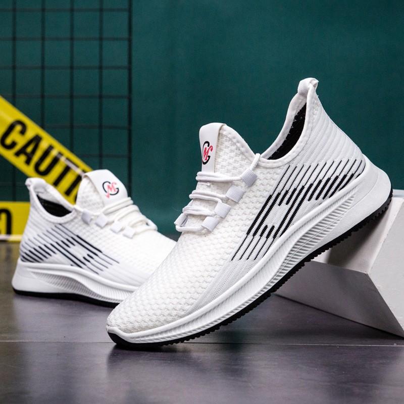 Men's and women's flying woven shoes, spring and autumn models, breathable, light and comfortable casual sports shoes, one pedal men's shoes