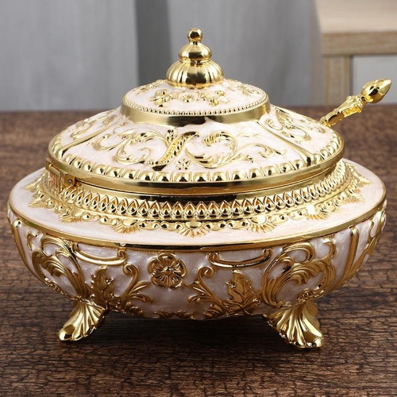 Банка для кофейных зерен, Цветочная гравировка, Сплав, С крышкой, Роскошный контейнер для специй, Органайзер для сахара, Банка для хранения соли, Декоративная для кухни