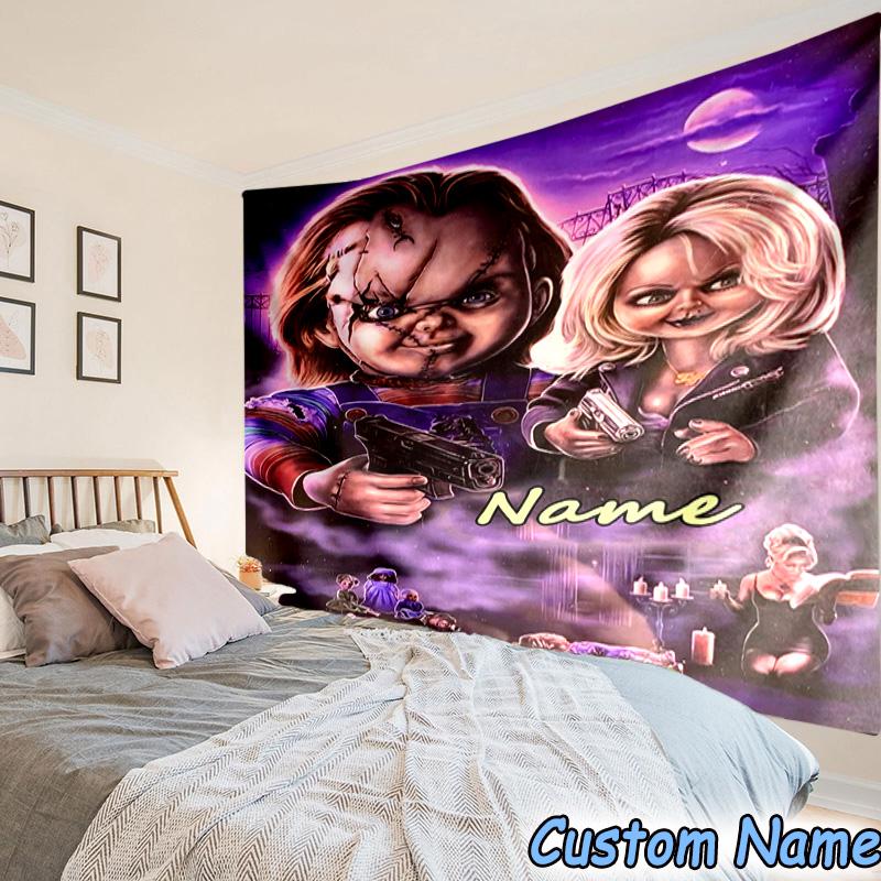 Custom Name Tapestry Chucky Tapestry, Unique Design Tapestry, Suitable for Bedroom,Livingroom, Playroom,Heartwarming Fan Holiday Gifts