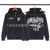 GLO GANG Streetwear Hooded Zip-Up Sweatshirt Unisex Oversized Cartoon Print Casual Pullover Teens Adults