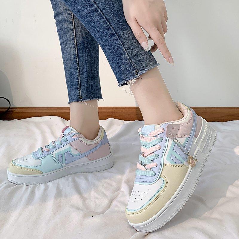 Fashion Women Sneakers Fashion Color Matching Platform Sneakers Women Vintage Vulcanize Spring Summer Casual Flat Tennis Female Footwear