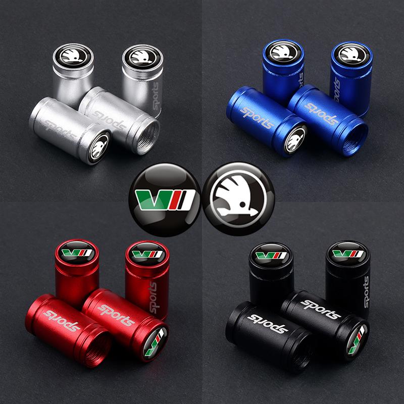 uwhxm4 Tire Valve Caps Decorative Tyre Wheel Stem Air Valve Cover for Skoda Octavia Rapid Fabia Superb Kodiaq Scala Karop Kamiq Citigo