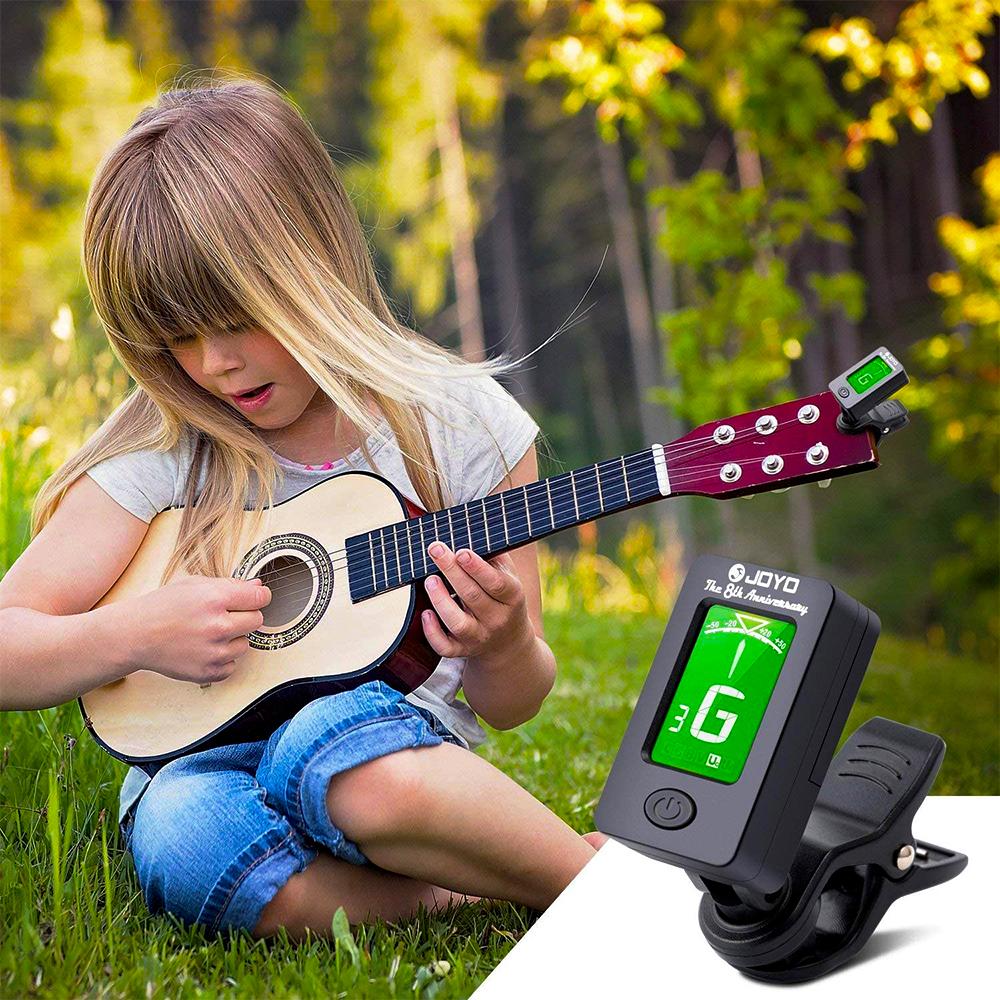 JOYO Гитарный тюнер JT-01 360-градусный поворотный перезаряжаемый цифровой ЖК-экран Клипсовый тюнер для гитары, баса, скрипки, укулеле Запчасти