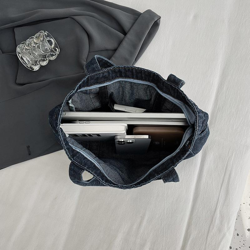 Вместительная джинсовая сумка, повседневная и универсальная сумка для поездок на учебу и сумка-тоут на одно плечо