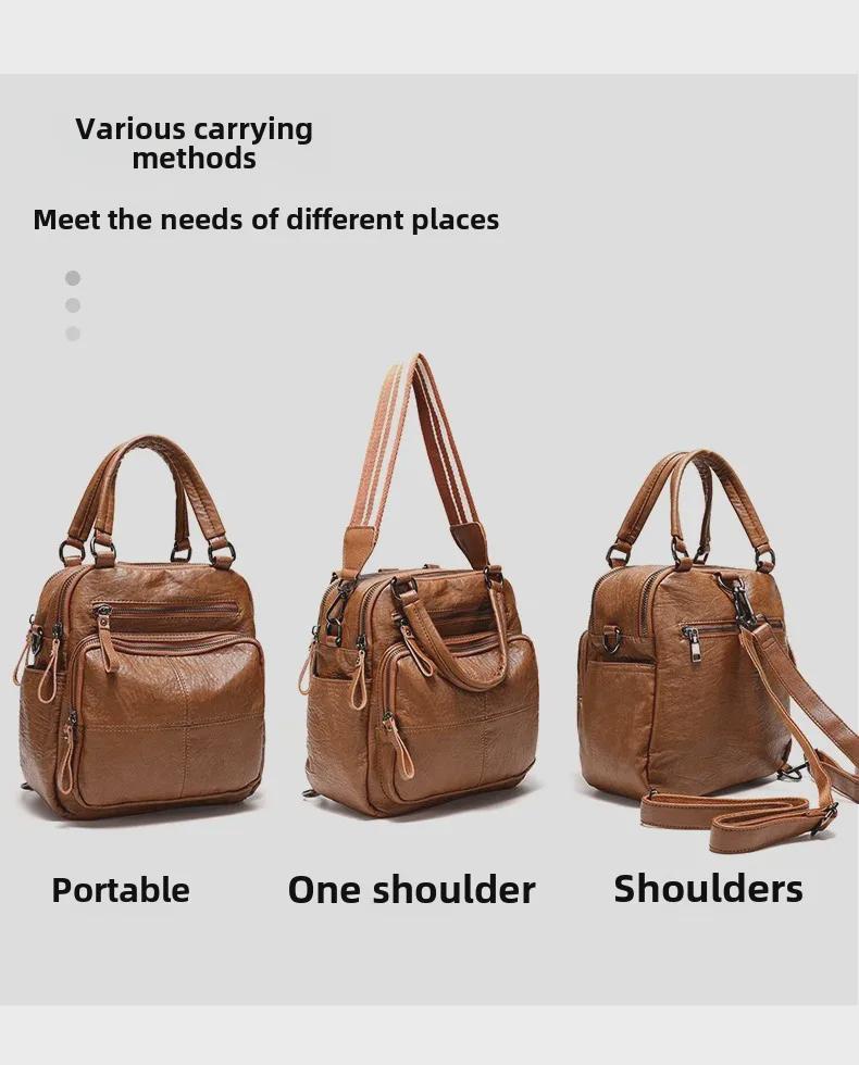 Women's 2025 Cross-Border Multifunctional Soft Leather Backpack: New Cowhide Casual Ladies Bag