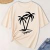 Women's Fashion T-shirt Short Sleeve Summer Coconut Tree Print Casual Tee Tops