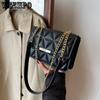 Fashion Chain Crossbody Bag, Women's Mini Shoulder Bag, Luxury Argyle Quilted Handbag & Square Purse