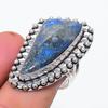 Лазурит Драгоценный камень 925 Стерлинговое серебро Ювелирное кольцо Размер 8.5